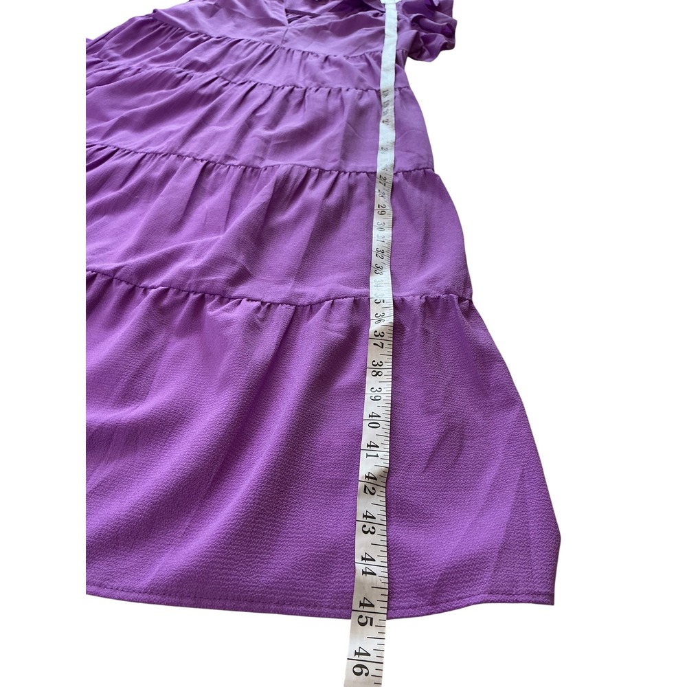 Umgee Purple Tiered Maxi Dress Ruffle Cap Sleeve V-Neck Pockets Medium A6973 - Picture 9 of 10